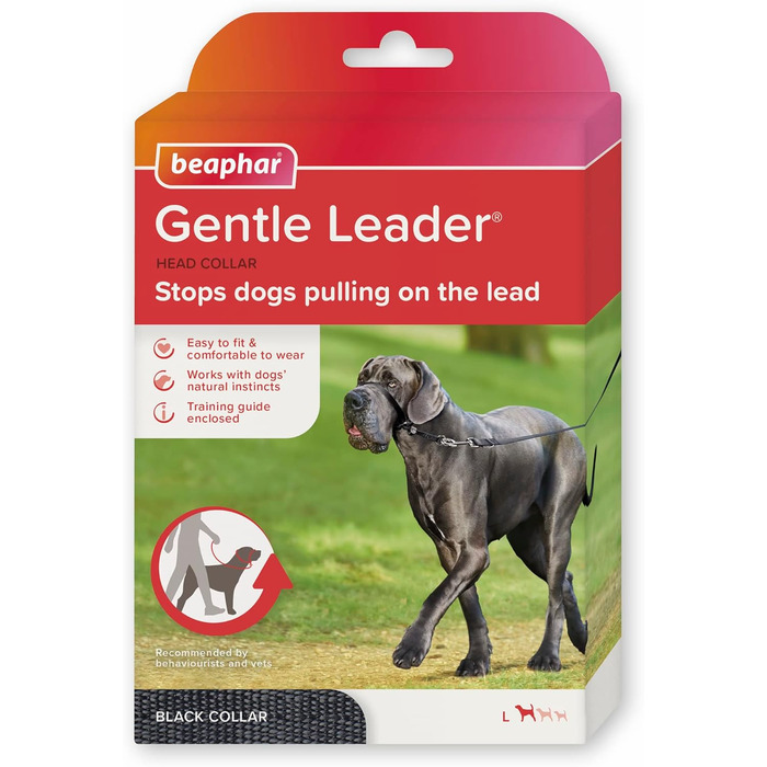 Напівшийовик Gentle Leader Beaphar для великих собак: зупиняє тягу, тренувальний помічник, чорний