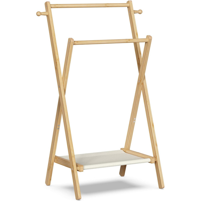 Kids' Clothes Rack, Small Clothes Rack for Toddlers and Pets, Dress-Up Rack with Storage Shelf and Double Rods, Folding Clothes Rack for Kids' Rooms (Standard Size) (Small Size)