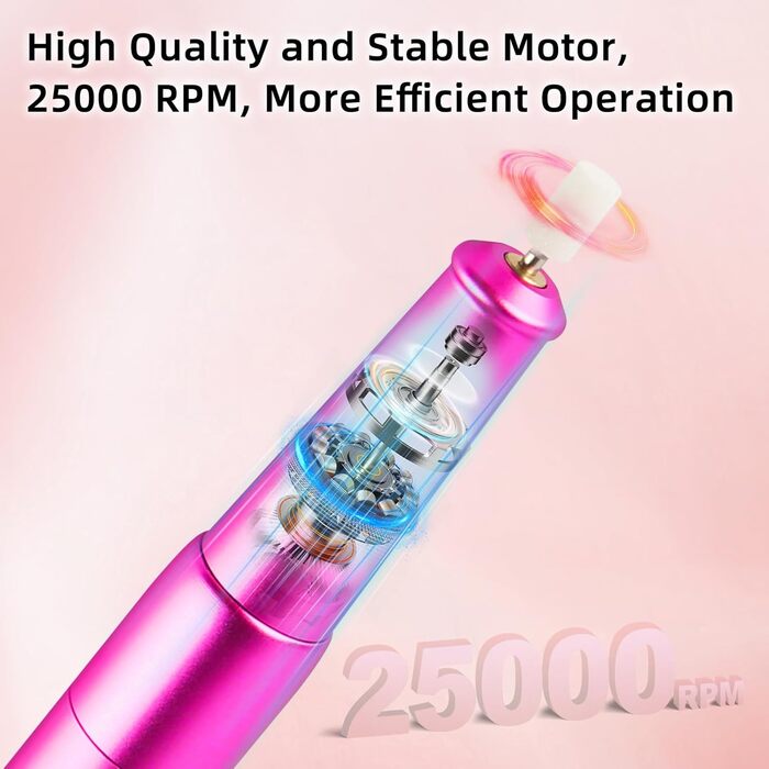 Електричний набір для манікюру та педикюру Nagelfräser: бездротовий фрезер, 5 швидкостей, USB, для гелю, акрилу, Shellac