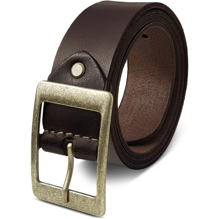 Жіночий шкіряний ремінь ROYALZ Vintage для джинсів, костюма, штанів. Ширина 38 мм, товщина 4 мм. Колір: темно-коричневий. Довжина: 115 см, розмір: 100 см