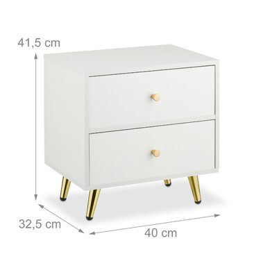 Relaxdays Bedside Table with Golden Legs