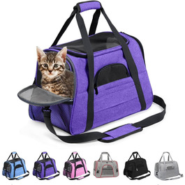 Транспортний бокс для собак та котів, складаний, з м'якою підстилкою, фіолетовий