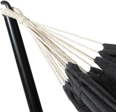 Hammock with metal stand and gray fabric, garden hammock holder