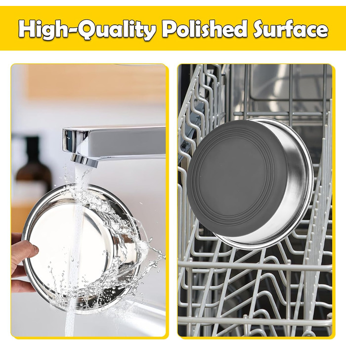 Набір з 4 мисок для собак з нержавіючої сталі, неслизькі миски для корму та води, підходять для собак маленьких, середніх та великих порід