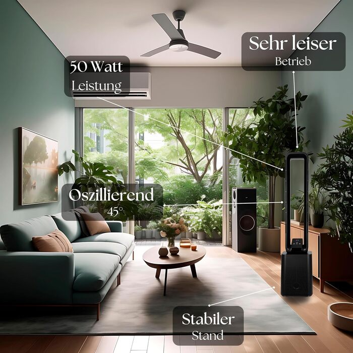 Тиха та потужна базова колонка з LED-дисплеєм, пультом дистанційного керування, 3 режимами та таймером 15 годин. Кольори: чорний