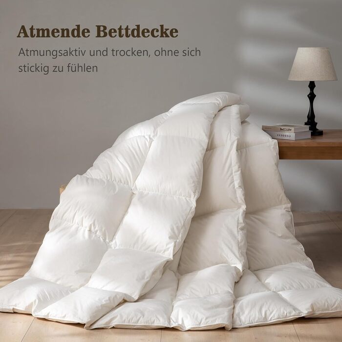 BPC Medium Down Comforter 200x200, All-Season Bedspread, Transitional Comforter | 100% Organic Cotton, Goose Down Filling, Öko-Tex and RDS Standard Comforter, 200x200 cm, Ivory White 200 x 200 cm Ivory White/All-Season