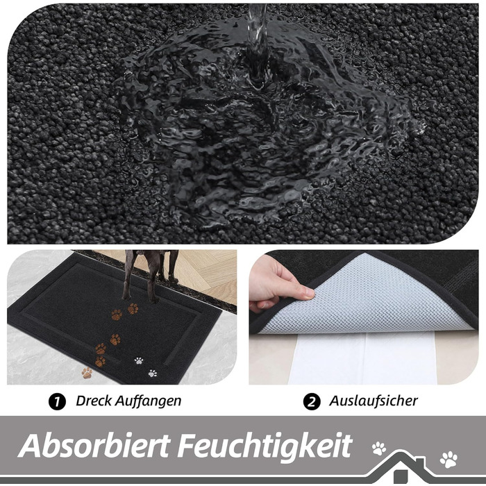 Килимок для дому BEQHAUSE 80 x 120 см, антиковзаючий, для входу, переднього та заднього дверей, коридору (50 x 80 см, чорний)
