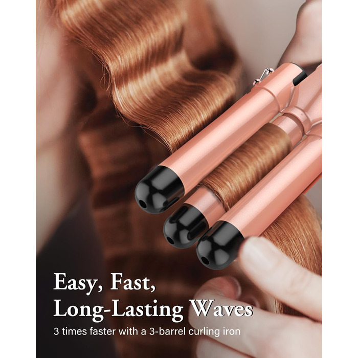 BESTOPE PRO Локкенстаб: Набір для завивки волосся 5-в-1 з 3 насадками, регулюванням температури, швидким нагрівом та рукавичкою, рожеве золото