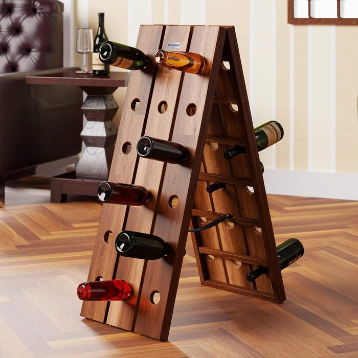 Casaria® Wine Rack for 36 Bottles, 87x 55x 39cm, Acacia Wood, Freestanding, Folding, Cellar, Kitchen, Living Room, Bar, Wine Stand, Wine Holder, Bottle Rack, Shelf, Rustic