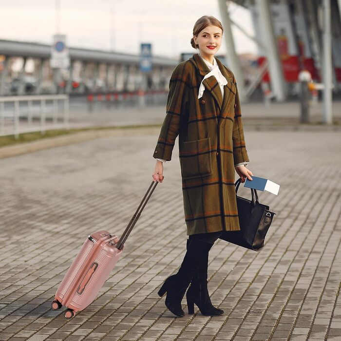 Набір валіз Tavoxda 3 шт. з TSA-замком, розкладний телескопічний ручка, великі валізи, набір для подорожей (1 шт, рожеве золото)