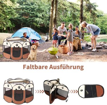 Вольєр для цуценят, вольєр для собак, вольєр для котів, клітка для кроликів, 114 x 114 x 58 см (Колір: Curry)