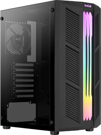 Корпус ПК Aerocool PRIME ATX з RGB підсвічуванням, загартоване скло, 12 см вентилятор, чорний
