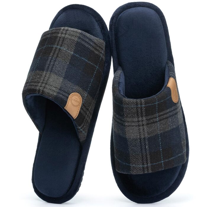 Чоловічі домашні капці GOEWY з ефектом пам'яті (Memory Foam), відкриті пальці, дихаючі та протиковзкі, для дому та вулиці, сині, розмір 42/43 EU