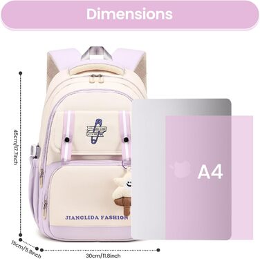 Дитячий рюкзак IvyH для дівчаток - стильний шкільний рюкзак, водонепроникний, великий, для 3-6 класів, фіолетовий