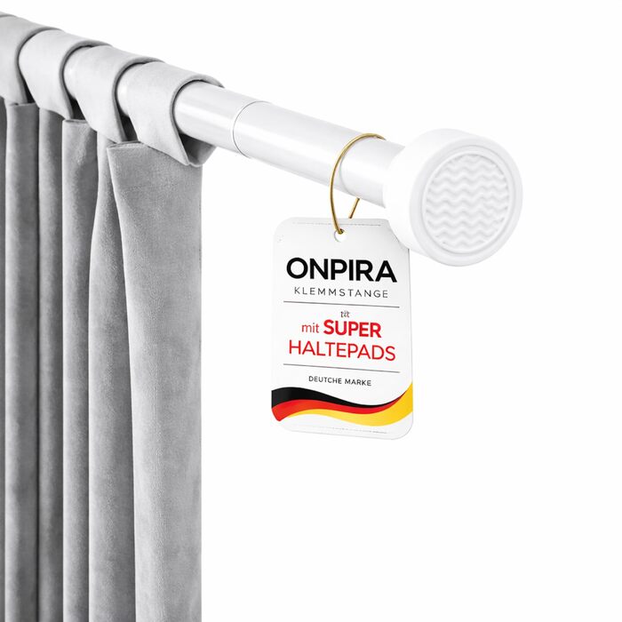Розсувна штанга для карнизів Onpira® без свердління – телескопічна штанга в 5 розмірах (40–240 см) та 3 кольорах – універсальна телескопічна штанга для вікон та штор, біла або чорна (125-240 см, біла)