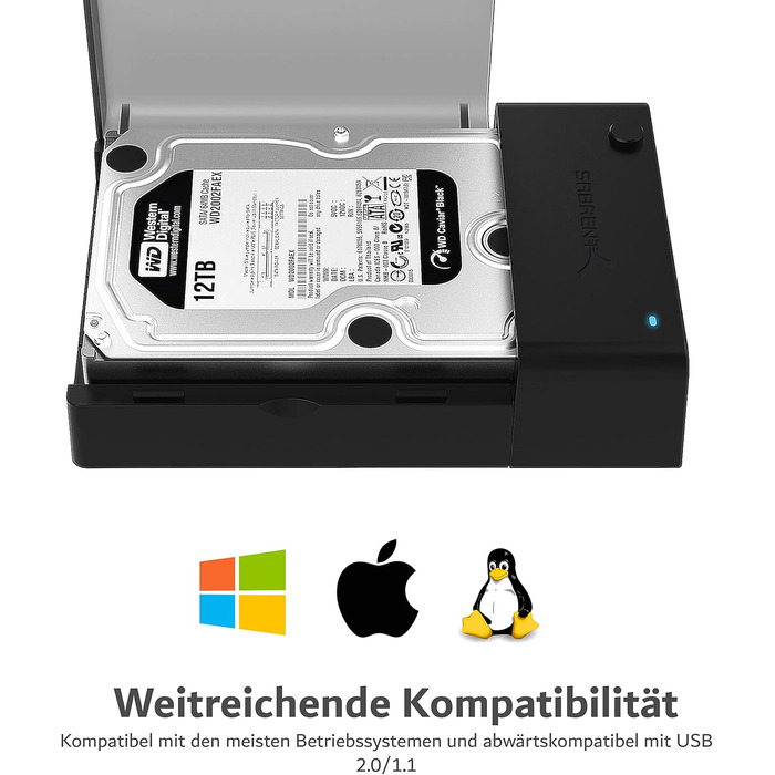 Док-станція для HDD/SSD SATA 2.5'/3.5' Sabrent – USB 3.0, 5Gbps, зовнішній корпус
