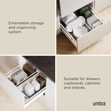 Органайзер для ящиків Umbra Peggy, набір 2 шт, антрацит, 45x30x10 см – система зберігання для каструль, кришок, контейнерів, кухонних шаф