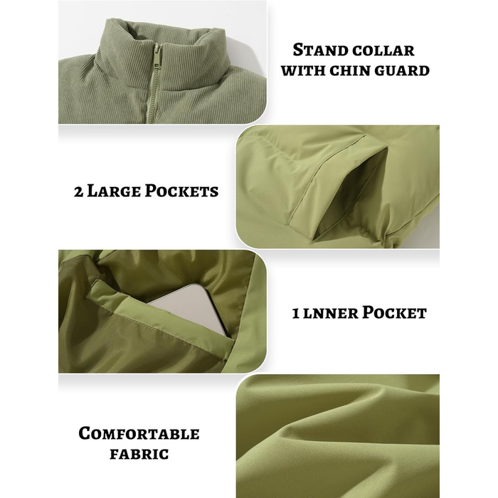 Чоловіча жилетка AIEOE з утеплювачем, без рукавів, тепла зимова жилетка, для активного відпочинку, кордур, розміри S-3XL (зелений, M)