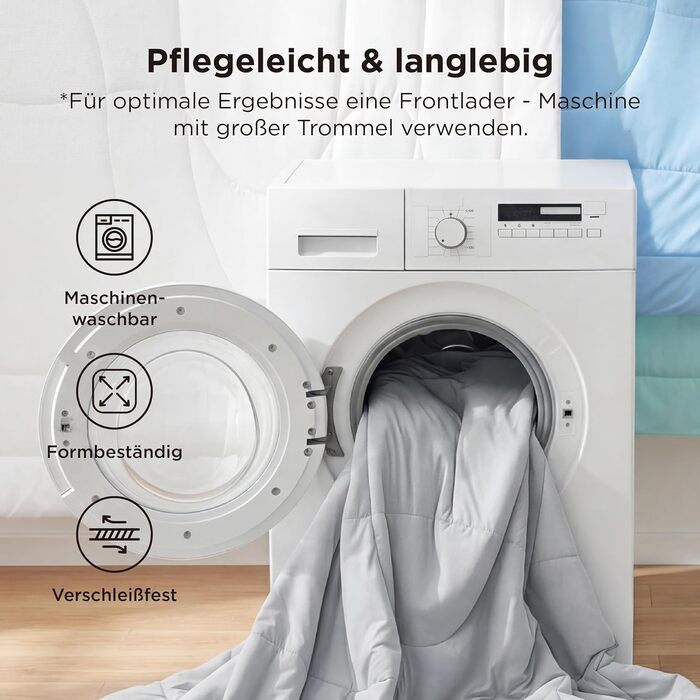 Ковдра BEDSURE 135x200 см, 4-сезонна, стеганий ковдра без наволочки, 300 GSM, для алергіків, сірий/світло-сірий, тепла, м'яка, блакитний (150x200 см)