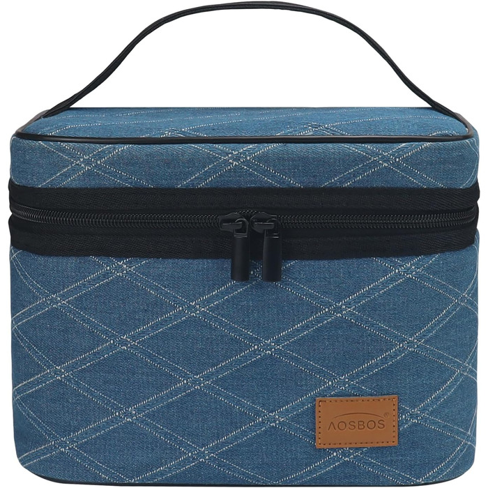 Легка термосумка-ланчбокс для їжі: складана, водонепроникна, у синій клітинку