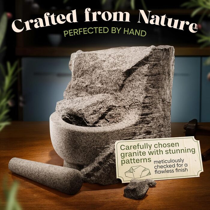 Набір ступки та пестика ChefSofi, 20.3 см, 5 порцій, чорний полірований, великий розмір