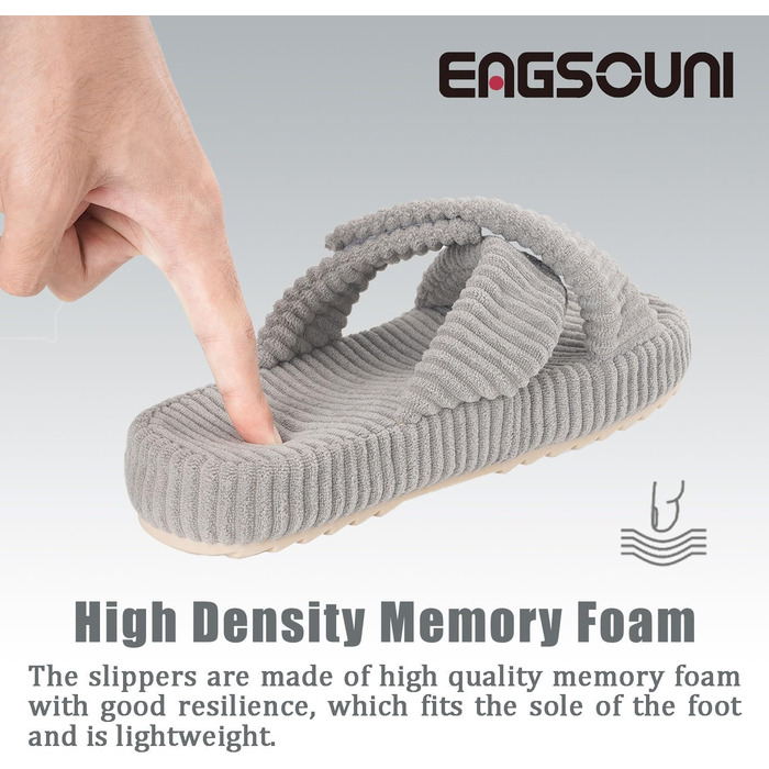 Жіночі домашні тапочки з Memory Foam, сірі. Зручні тапочки з перехресними ремінцями для дому та сну. Антиковзаюча підошва, розмір 37/38 EU