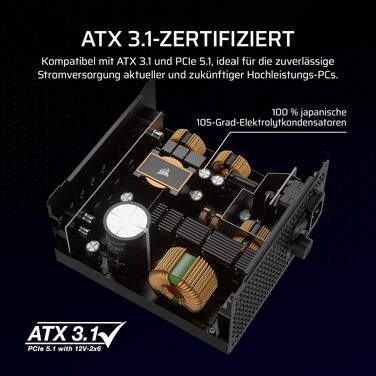 Блок живлення Corsair RM850x (2024) 850W ATX 3.1 PCIe 5.1, повністю модульний, низький рівень шуму, чорний