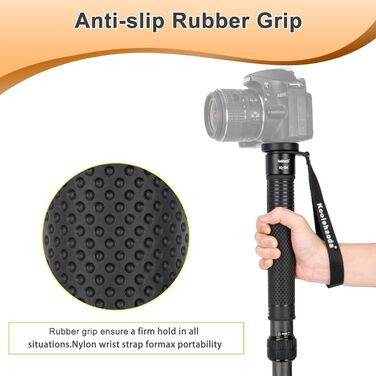 Штатив монопод Koolehaoda KQ-326C: карбонове, 44-174 см, 6 секцій, 32 мм, для фото та відео