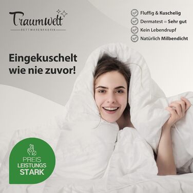 Dreamworld Nature Duvet - Made in Germany - 200x200 cm down duvet made of 90% down and 10% feathers, winter duvet, suitable for allergy sufferers (nomite), Öko-Tex 100 Class 1 certified, Downpass 200 x 200 cm winter duvet