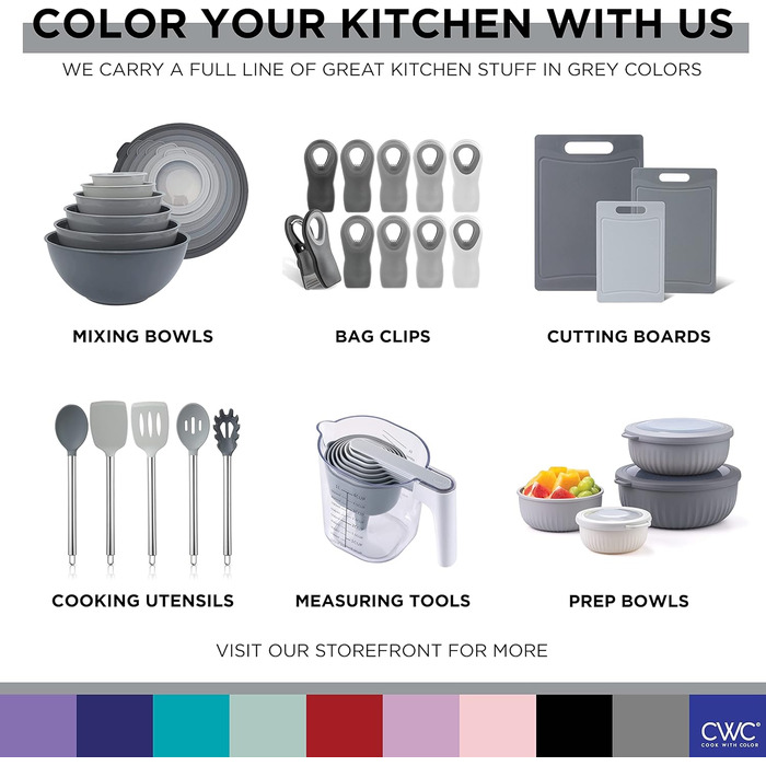 Набір місок для змішування Cook With Color з нержавіючої сталі та мірних стаканів, 11 шт (сірий)