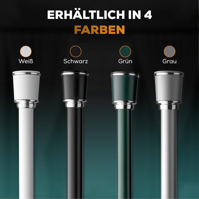 Штанга для штор 120-170см, сіра, Ø 32 мм, без свердління - для вікон, кімнат, кухні