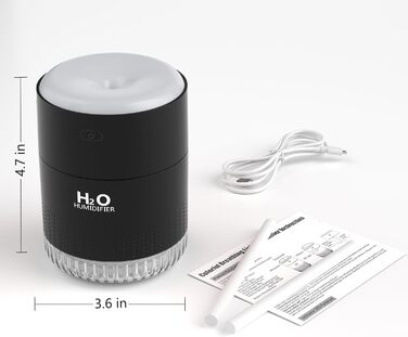 Увлажнитель воздуха Mini USB с LED-подсветкой AIR Humidifier - для спальни, растений, детской, офиса, детской комнаты (Зеленый) (Черный)