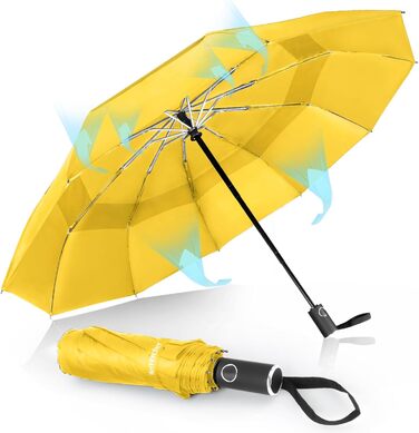Зонт чоловічий/жіночий/дитячий Herreicher - автоматичний, штормостійкий, легкий, компактний, 102 см, 10 ребер (жовтий)