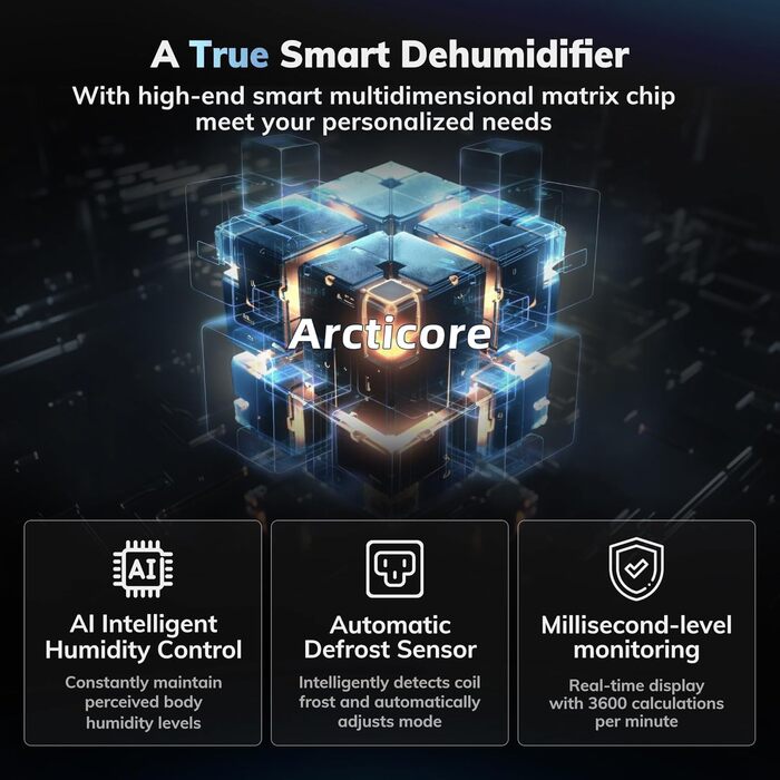 Електричний осушувач повітря AEOCKY Max 25L для дому, 50 м², з відведенням води, для підвалу, пральні, спальні, ванної кімнати (сірий)