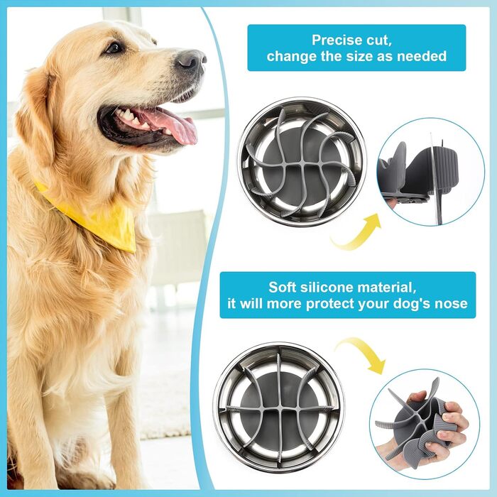 PETTOM 2 шт. миски для собак з нержавіючої сталі з антизалипанням, 2-в-1 миски для собак, годівниця для собак 1560 мл з неслизьким силіконовим дном, миска від заковтування для великих та середніх собак Ø21 см - 2 миски та 1 вставка