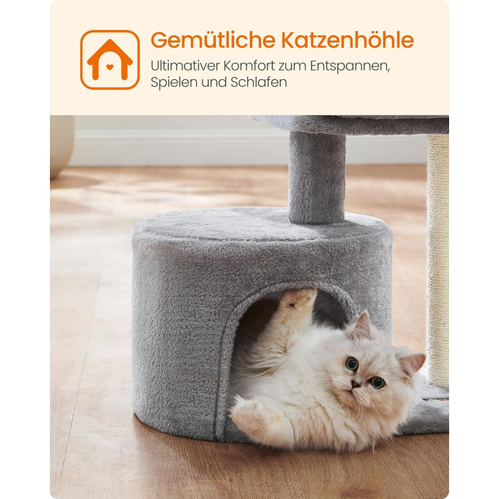 Драбина для котів Feandrea, кігтеточка з сизалю, платформа з м'якою оббивкою, для кошенят, сіра PCT50W