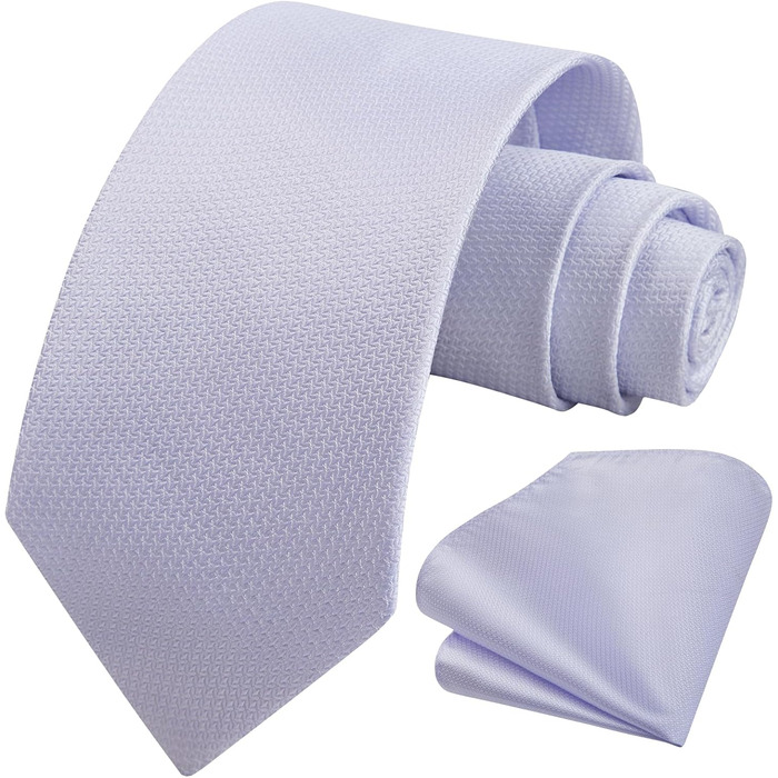 Краватка Hisdern для чоловіків: однотонна краватка з нагрудним хустиною. Класичний комплект для весілля, ділових зустрічей та свят. (Ліловий)