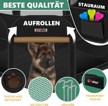 LOVPET® Foldable Pet Playpen with Bowl & Fleece Blanket - Indoor/Outdoor Dog & Cat Enclosure - Pop-Up Oxford Fabric