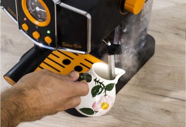 ECODE® Espresso Machine Delice Black, 20 Bar Pressure, Swivel Vaporizer - Machine with 1.5 L Tank, Milk Frother, Single/Double Dosing, Manometer with Temperature - Coffee Machine