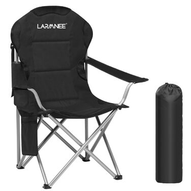 Складний кемпінговий стілець для пікніка, саду, балкону та пляжу, чорний - EBK01LC02