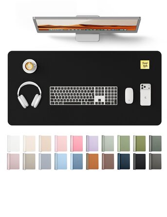 Килимок для миші шкіряний преміум YSAGi XXL 90x43 см, чорний - офісний килимок на стіл для роботи та дому