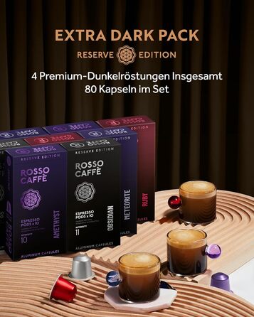 Капсули кави ROSSO CAFFÈ Nespresso Reserve Edition, 80 шт. (8 сортів преміум еспресо), сумісні з Nespresso, Made in Italy