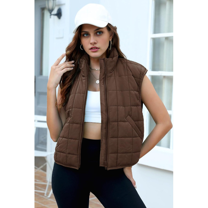 ZEAGOO Жилет чоловічий теплий осінній/зимовий, легкий, з кишенями, колір: коричневий (L)