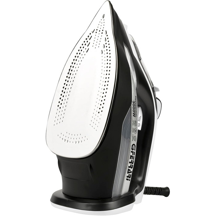 Праска відпарювач Ferrari Ermes G40021: 2500 Вт, керамічна підошва, 340 cc, 150 г/хв, самоочищення, захист від накипу та протікання, 51 мікроотвір, білий/чорний/сірий