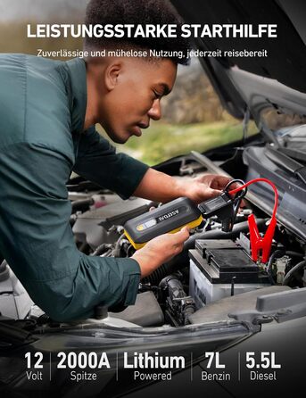 Powerbank Starthilfe AstroAI B8 для автомобілів: Jump Starter 12V, QC 3.0 USB, LED, для бензину/дизеля (7.0L/5.5L)