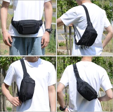 Чоловіча/Жіноча поясна сумка на пояс, 30 см, унісекс, для подорожей, туризму, прогулянок з собакою, чорна