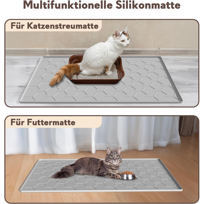 Килимок під лоток для котів Garoopion Katzenklo Matte, 86x56 см, силікон, сірий