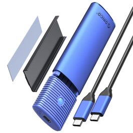 Зовнішній корпус-адаптер ORICO M.2 NVMe та SATA SSD (USB 3.2 Gen 2, 10Gbps), алюмінієвий кейс для SSD 2230/2242/2260/2280, B+M Key, UASP, Trim, без інструментів — PWDM2-BK (Синій)