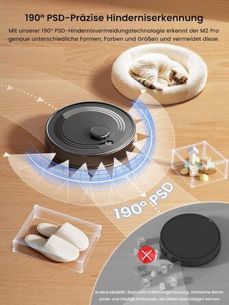 Робот-пилосос LEFANT M1 Pro: з картографією, функцією миття, 5500Pa, для тварин, керування через додаток/Alexa, білий/чорний
