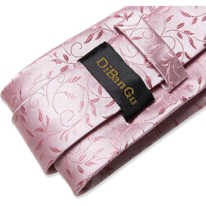 DiBanGu Шовковий краватка та нагрудна хустинка для чоловіків. Набір краваток та запонок. Тканий, однотонний (рожевий квітковий)